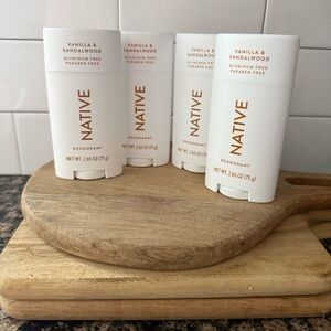 (4) Native Vanilla & Sandalwood Scent Deodorant